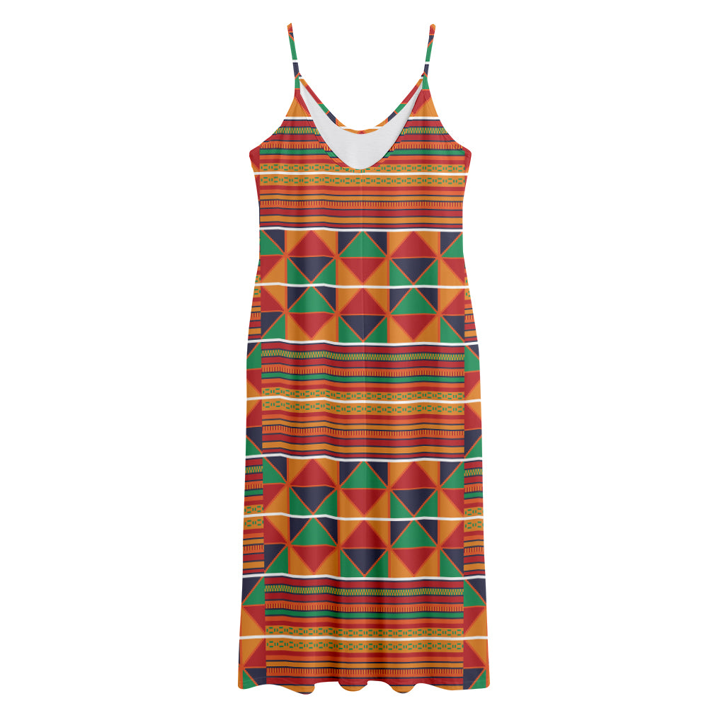 Kente Pattern Print Jersey Midi Cami Dress