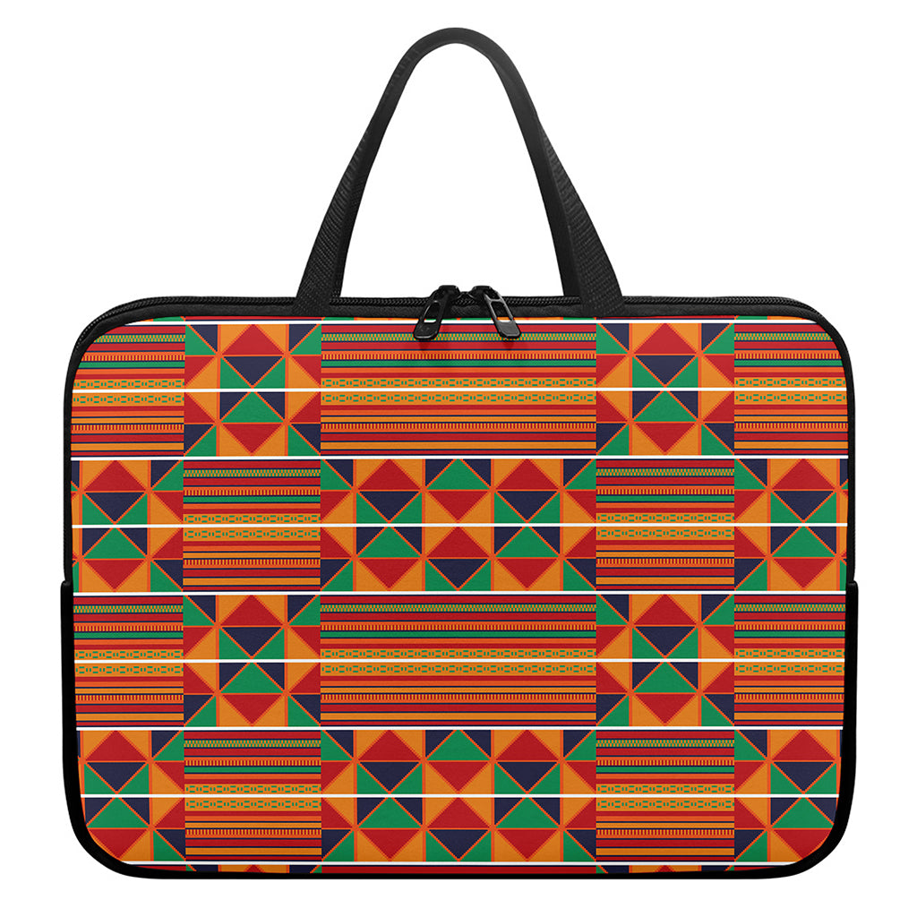 Kente Pattern Print Laptop Sleeve With Handle