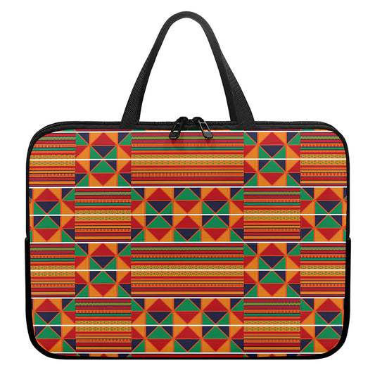 Kente Pattern Print Laptop Sleeve With Handle