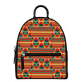 Kente Pattern Print Leather Backpack