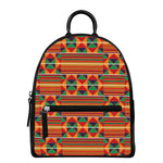 Kente Pattern Print Leather Backpack