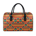 Kente Pattern Print Leather Duffel Bag