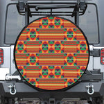 Kente Pattern Print Leather Spare Tire Cover