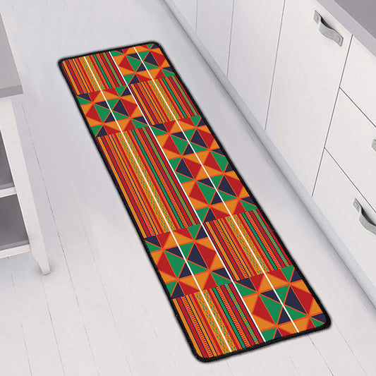 Kente Pattern Print Long Kitchen Mat