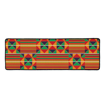 Kente Pattern Print Long Kitchen Mat