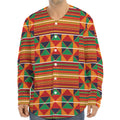 Kente Pattern Print Long Sleeve Baseball Jersey