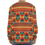 Kente Pattern Print Long Sleeve Baseball Jersey