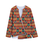 Kente Pattern Print Long Sleeve Short Coat