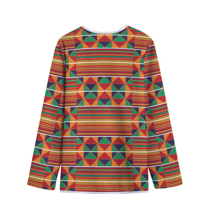 Kente Pattern Print Long Sleeve Short Coat
