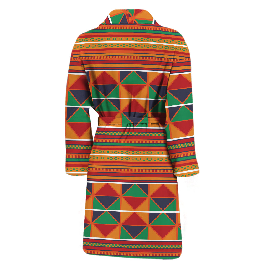 Kente Pattern Print Men's Bathrobe