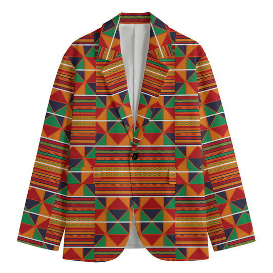 Kente Pattern Print Men's Cotton Blazer