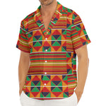 Kente Pattern Print Men's Deep V-Neck Shirt