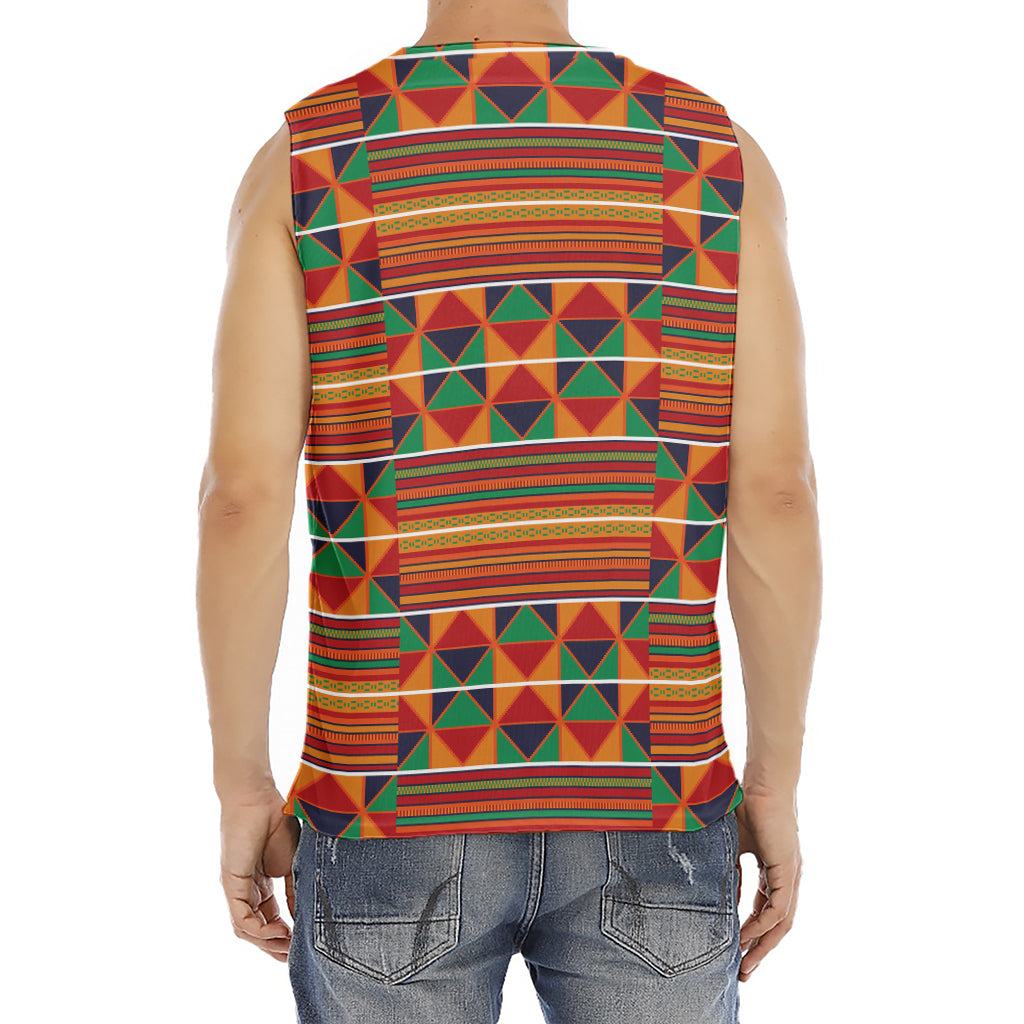Kente Pattern Print Men's Fitness Tank Top