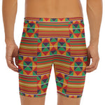 Kente Pattern Print Men's Long Boxer Briefs