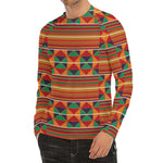 Kente Pattern Print Men's Long Sleeve Rash Guard