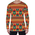 Kente Pattern Print Men's Long Sleeve T-Shirt