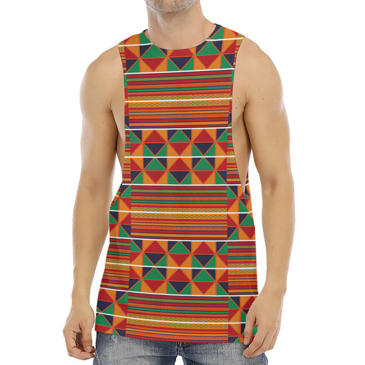 Kente Pattern Print Men's Muscle Tank Top