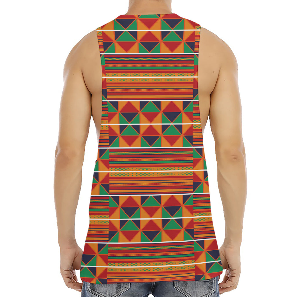 Kente Pattern Print Men's Muscle Tank Top