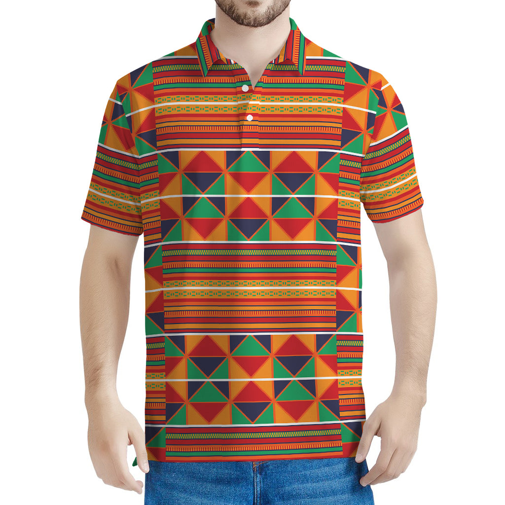 Kente Pattern Print Men's Polo Shirt
