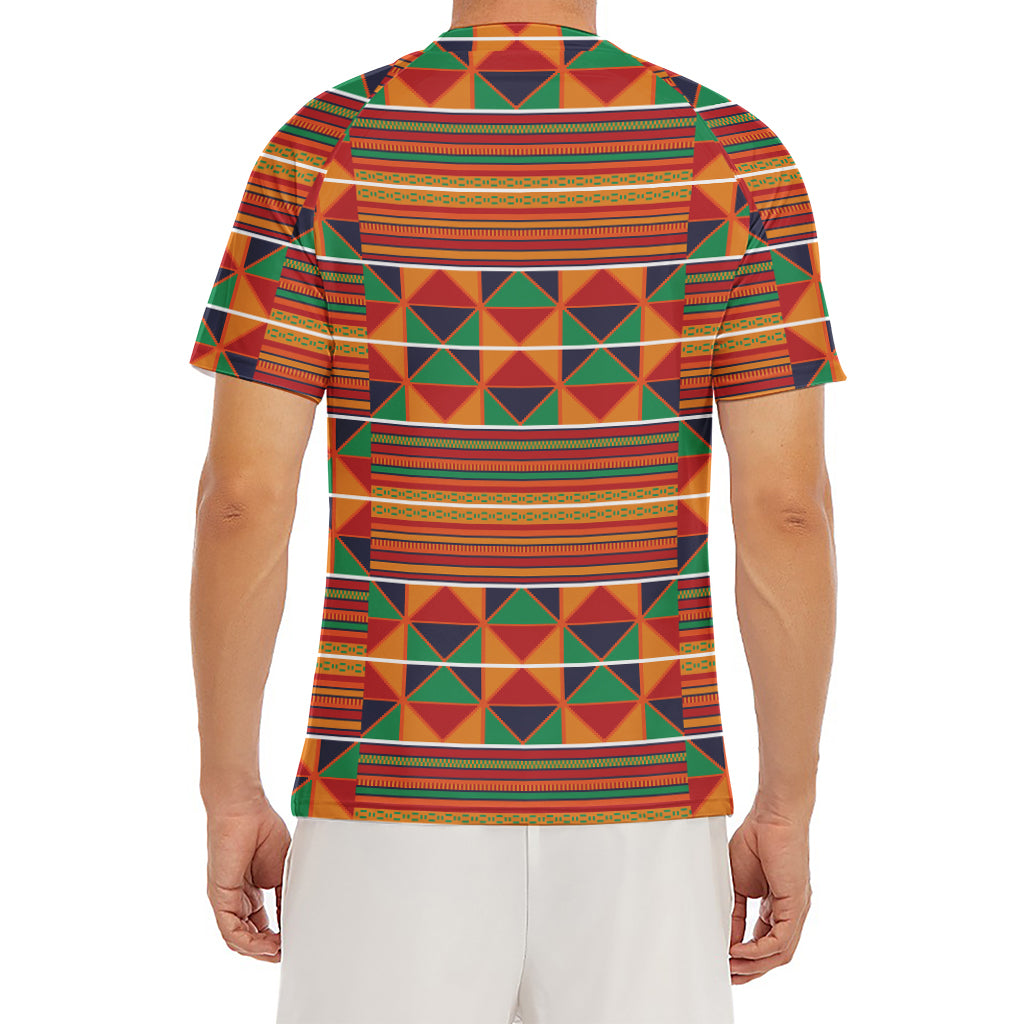Kente Pattern Print Men's Short Sleeve Rash Guard