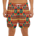 Kente Pattern Print Men's Split Running Shorts