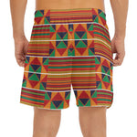 Kente Pattern Print Men's Split Running Shorts