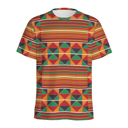 Kente Pattern Print Men's Sports T-Shirt