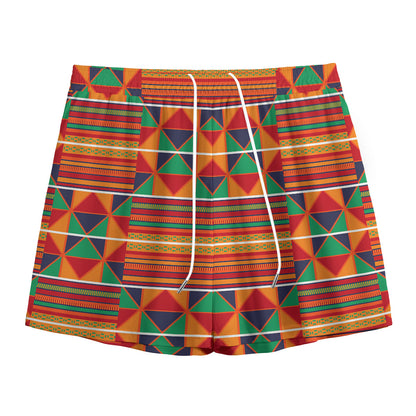 Kente Pattern Print Mesh Shorts