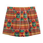 Kente Pattern Print Mesh Shorts