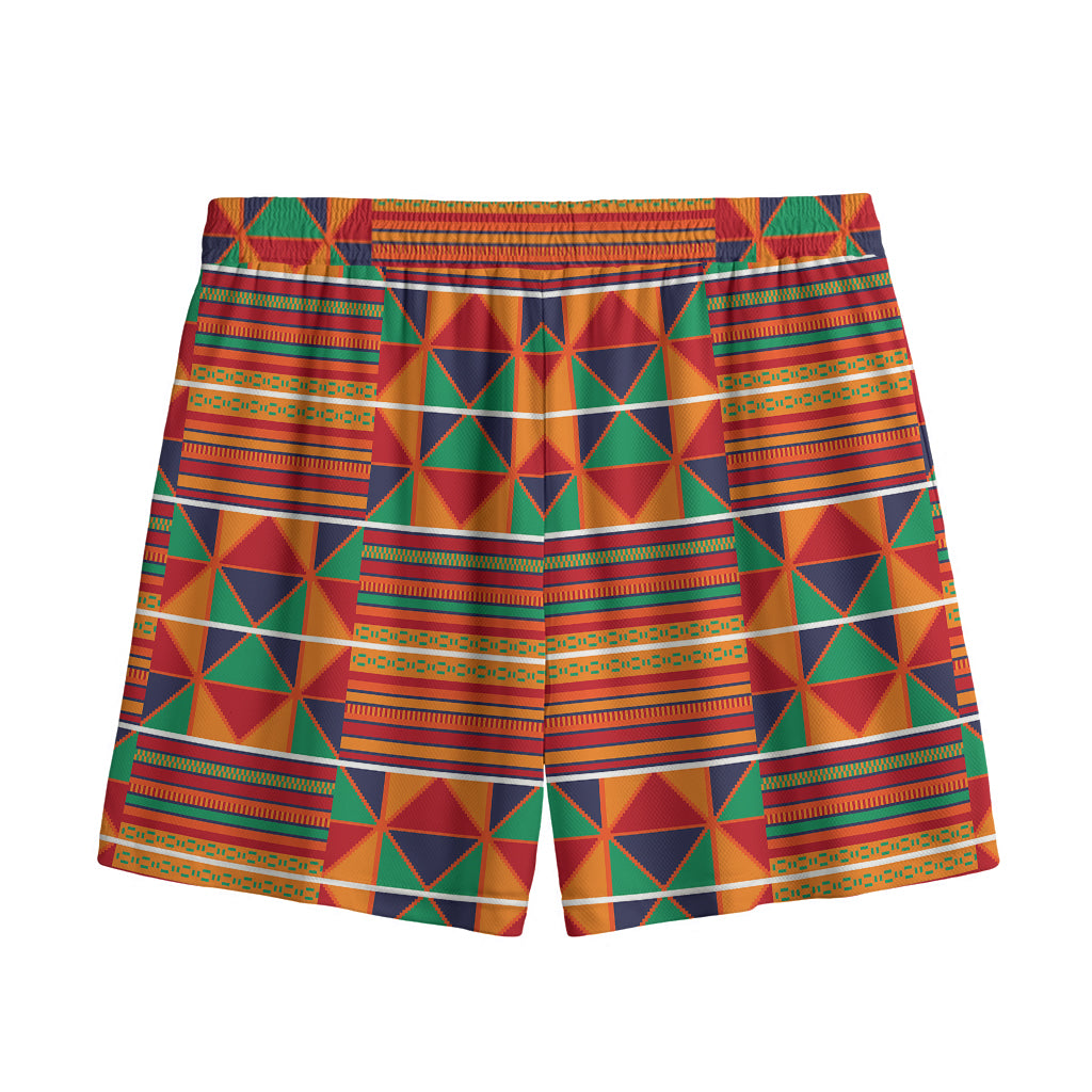 Kente Pattern Print Mesh Shorts