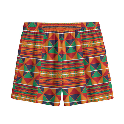 Kente Pattern Print Mesh Shorts