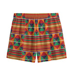 Kente Pattern Print Mesh Shorts