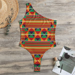 Kente Pattern Print One Shoulder Bodysuit