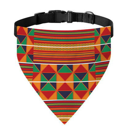 Kente Pattern Print Over The Collar Dog Bandana