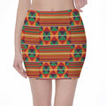 Kente Pattern Print Pencil Mini Skirt