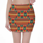 Kente Pattern Print Pencil Mini Skirt