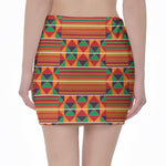 Kente Pattern Print Pencil Mini Skirt