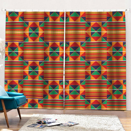 Kente Pattern Print Pencil Pleat Curtains
