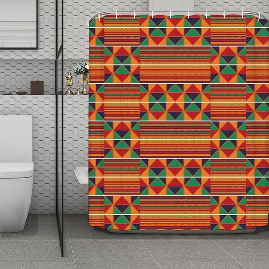 Kente Pattern Print Polyester Shower Curtain