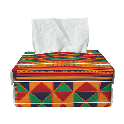 Kente Pattern Print Rectangle Tissue Box Cover