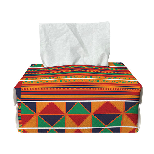 Kente Pattern Print Rectangle Tissue Box Cover