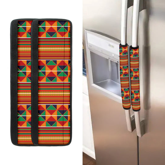 Kente Pattern Print Refrigerator Handle Covers