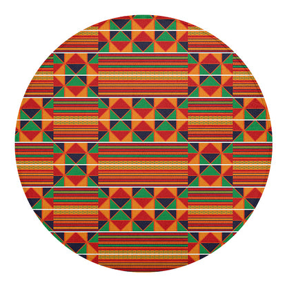 Kente Pattern Print Round Blanket