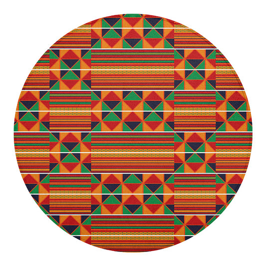 Kente Pattern Print Round Blanket
