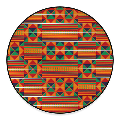 Kente Pattern Print Round Floor Mat