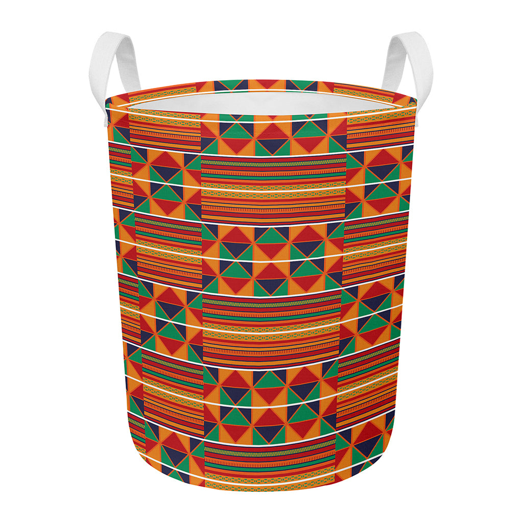 Kente Pattern Print Round Laundry Basket