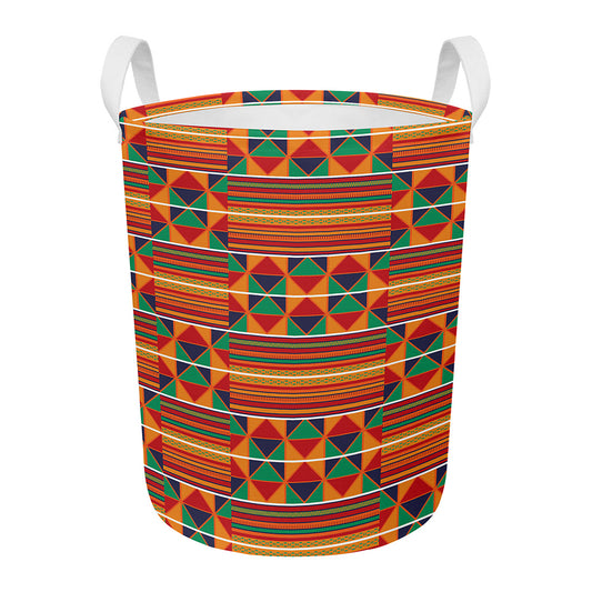 Kente Pattern Print Round Laundry Basket