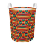 Kente Pattern Print Round Laundry Basket