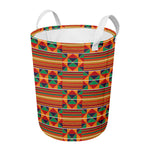Kente Pattern Print Round Laundry Basket