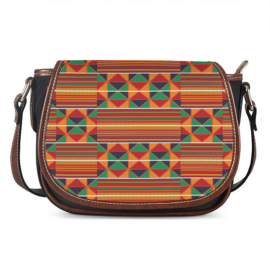 Kente Pattern Print Saddle Bag